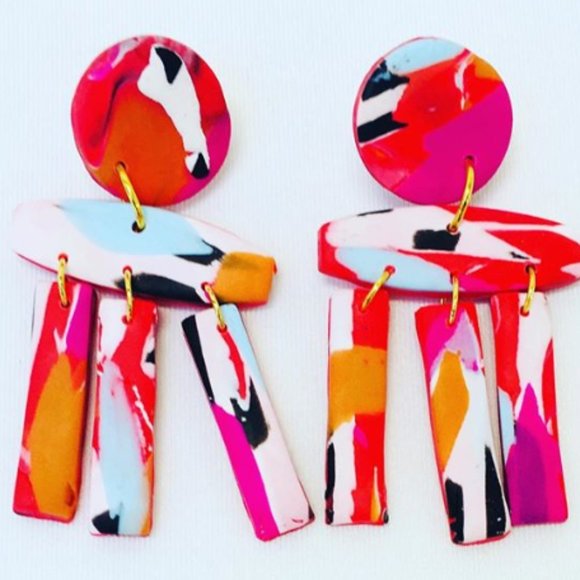 No Shrinking Violets Jewelry - Retro Tie Dye Abstract Earrings No Shrinking Violets